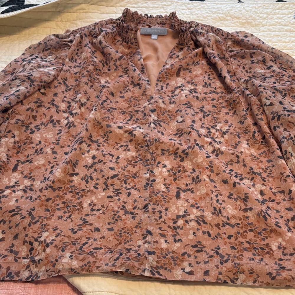 ANTONIO MELANI Floral Blouse in Brown and Black